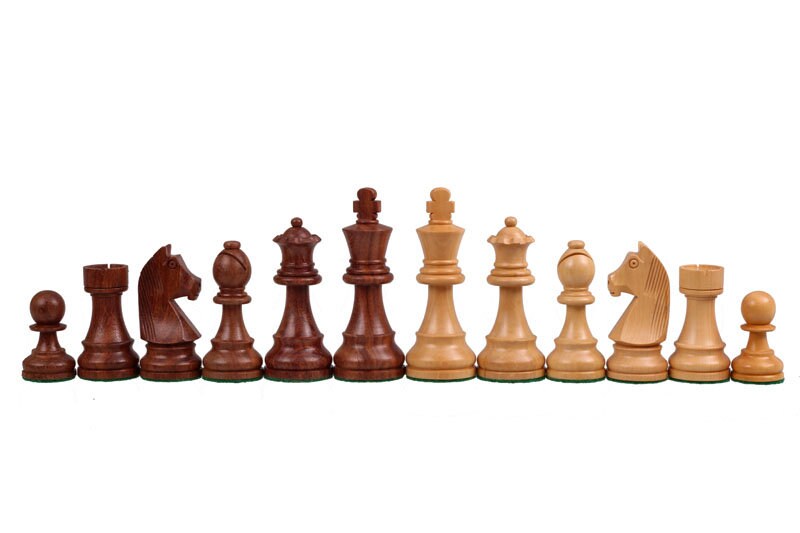 3.75" Tournament Golden Rose wood chess pieces set German knight + Sheesham wood storage box