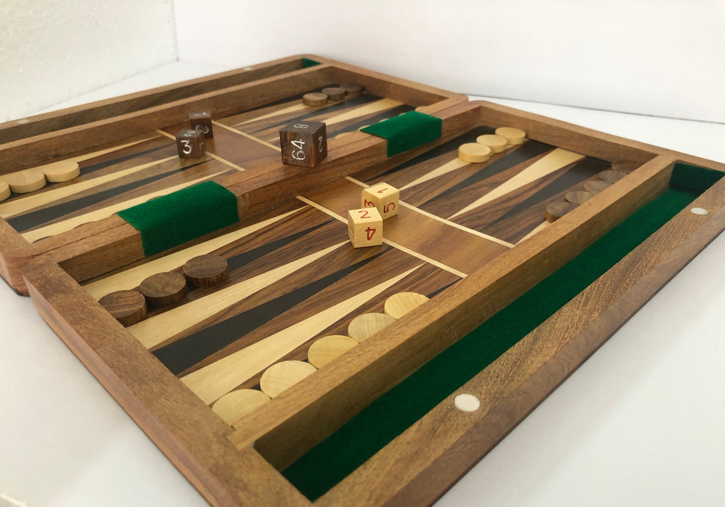 Backgammon Set board game in Sheesham and Box wood with Board,Dice & Stones - 12" Magnetic lock