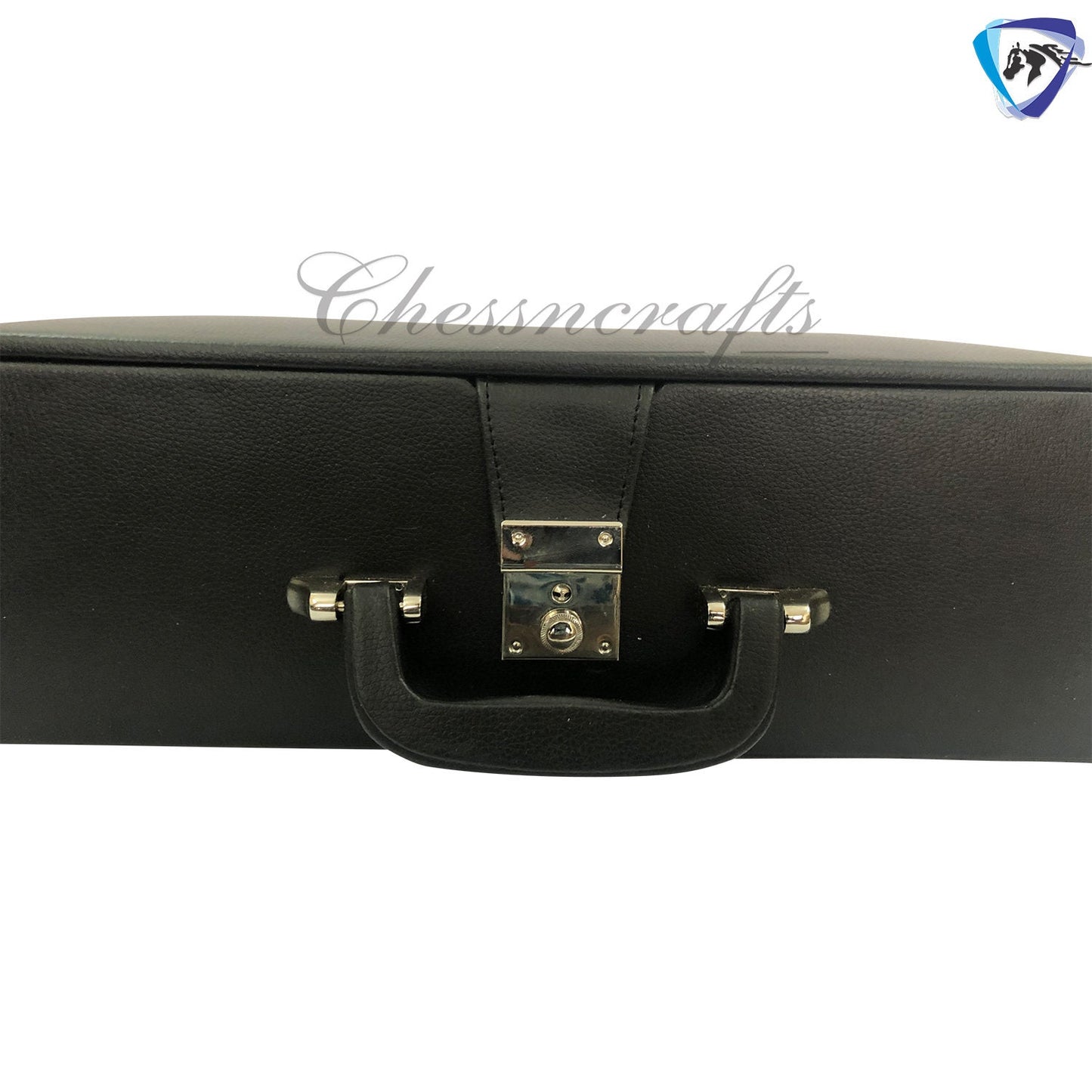 Leatherette Coffer Storage box for Chess Pieces of king Height: 4.0" to 4.5"- 2 Trays, Velvet lining & Lock w/ handle.