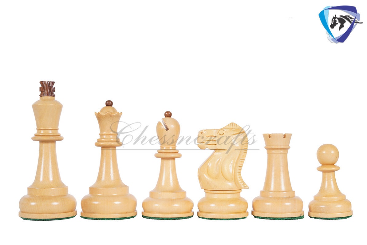 COMBO 3.75" Chess Pieces Set Soviet Grandmaster Supreme Golden Rosewood & Boxwood + 19"(51mm) Golden Rosewood Chess Board - Chess Board Set