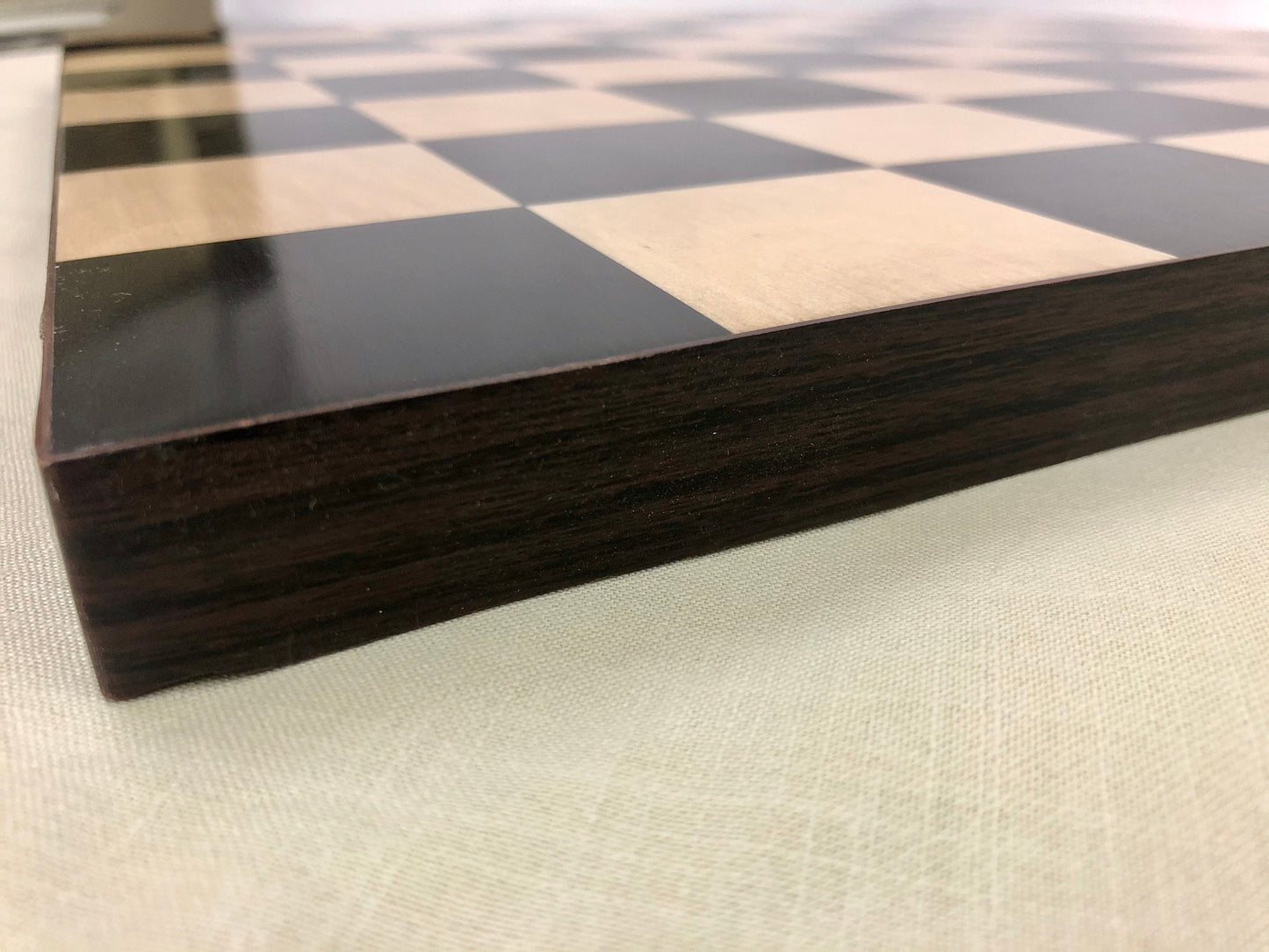 Borderless Chess Board 55mm Square in Ebonywood / Bud Rosewood & Maple wood , full board size: 17.5"x 17.5" Block Inlaid Squares.