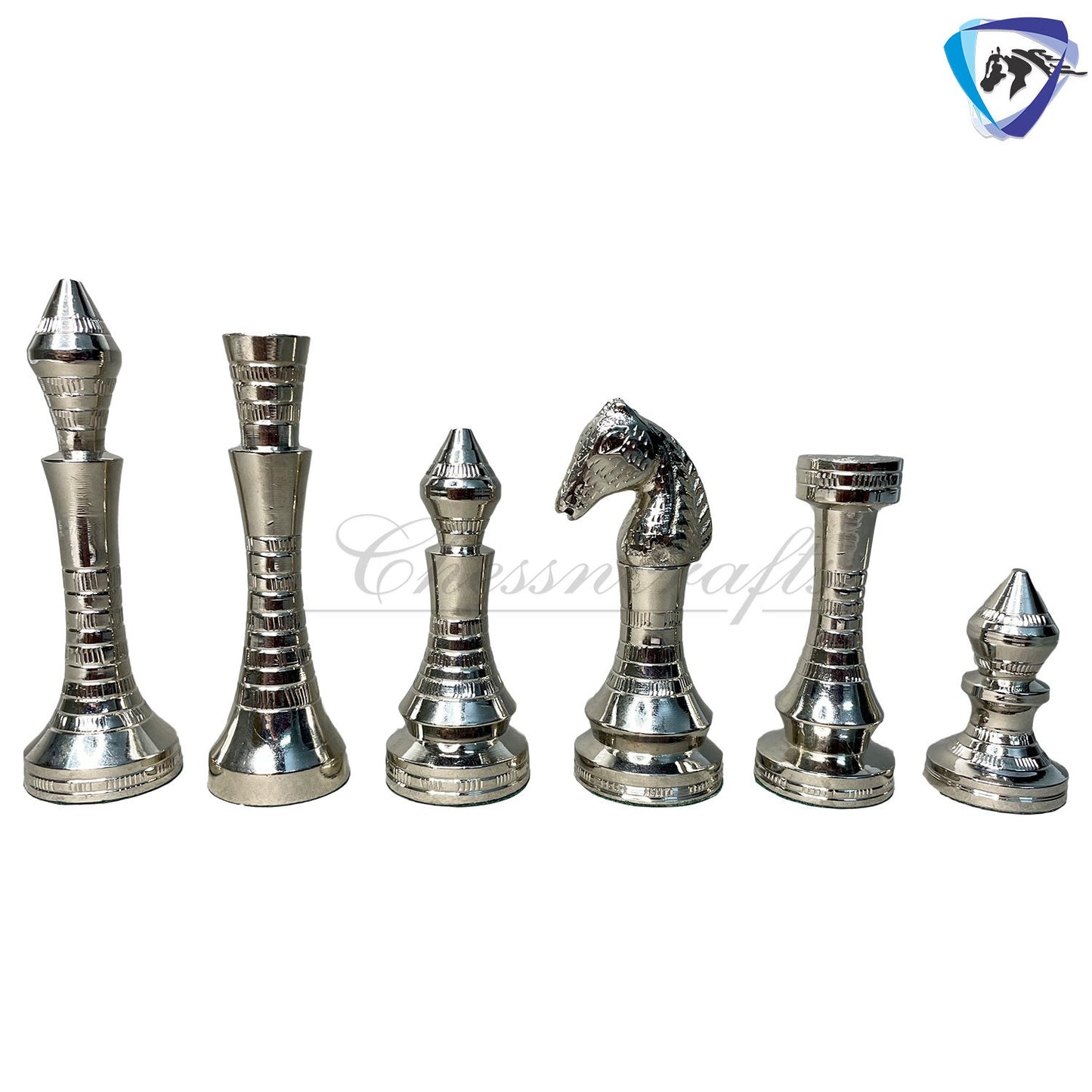 14" Solid Brass Metal Classic CONTEMPORARY Hand carved Chess set- Slim chess men Carving with velvet storage box - Brass chess board set