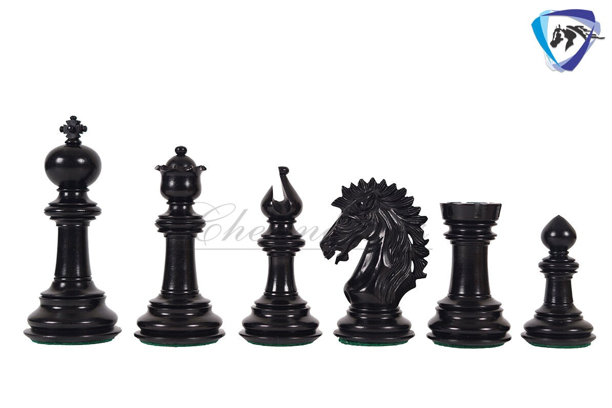 4.5" Ebonywood Staunton Chess pieces Set - VICTORIA CROSS Luxury- Triple Weighted + 21" ebonywood chess board + Leatherette storage box