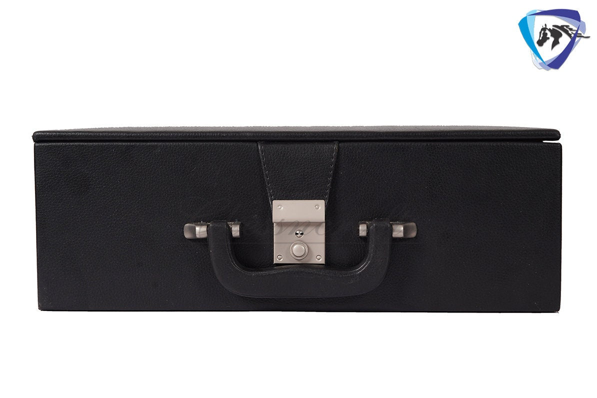 Leatherette Coffer Storage box for Chess Pieces of king Height: 3.75" to 4" and 4.0" to 4.5"- 2 Trays, Velvet lining & Lock w/ handle.