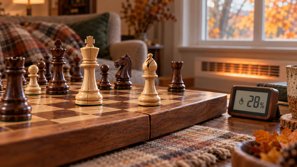 The October Furnace Switch: Why the First Few Weeks of Heating Season Are the Riskiest Time for a Wooden Chess Set