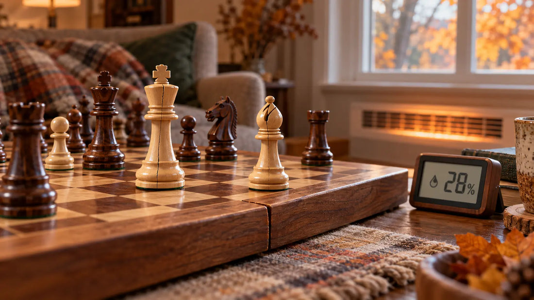 The October Furnace Switch: Why the First Few Weeks of Heating Season Are the Riskiest Time for a Wooden Chess Set