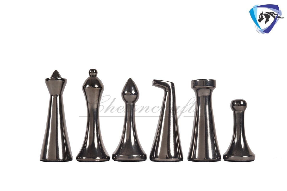 16" Metal Chess Board set- 3.7" Metal Modern minimalist Chess Pieces Set BLACK & GOLD/SILVER Luxury chess set- chess with storage box