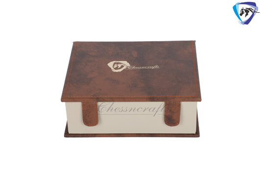 Chess Storage Box Book Style For Chess pieces upto 4.2" King chessmen set- Handmade brown Leatherette / Christmas Gift/ Chess Gift