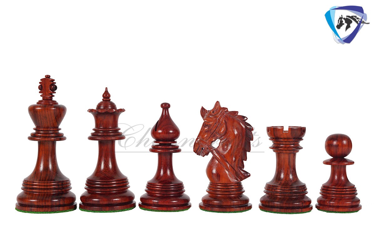 4.4" Luxury Staunton Chess Pieces Set in Bud Rose wood & Boxwood- HADRIAN Triple Weighted w/ 2 Extra queens- 4Q