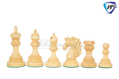 4.4" Staunton Ebony wood & Boxwood Luxury Chess pieces Set- KENNEDY-JFK - Triple Weighted 2 Extra queens