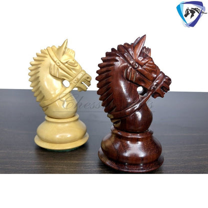 4.1" Staunton Chess Pieces Set in Bud Rose wood & Boxwood- EXCALIBUR  Weighted w/ 2 Extra queens- 4Q
