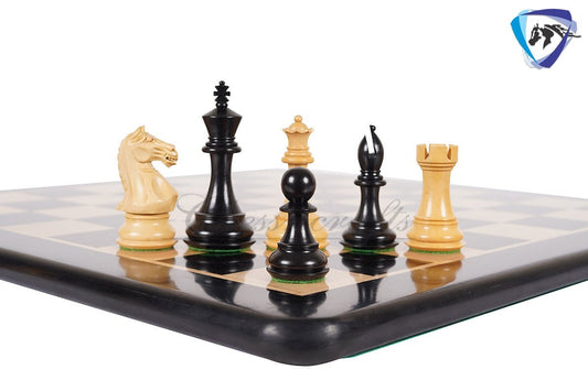 4" Staunton Ebonywood Chess pieces Set-Fierce Knight-Weighted-2 Extra queens- 19" Ebony wood Chess Board + Leather Storage Box COMBO