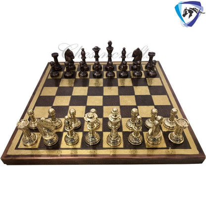 Solid Brass carving classic Chess set- 100% brass Slim chess men hand carved with velvet storage box