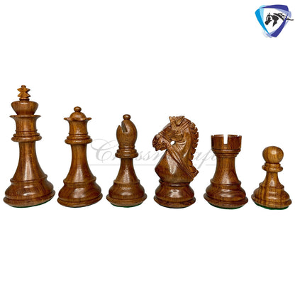 COMBO 4" Golden Rosewood Staunton chess pieces set BRIDLE SERIES Weighted w/ extra queens & 50mm Borderless Golden rosewood chess Board-