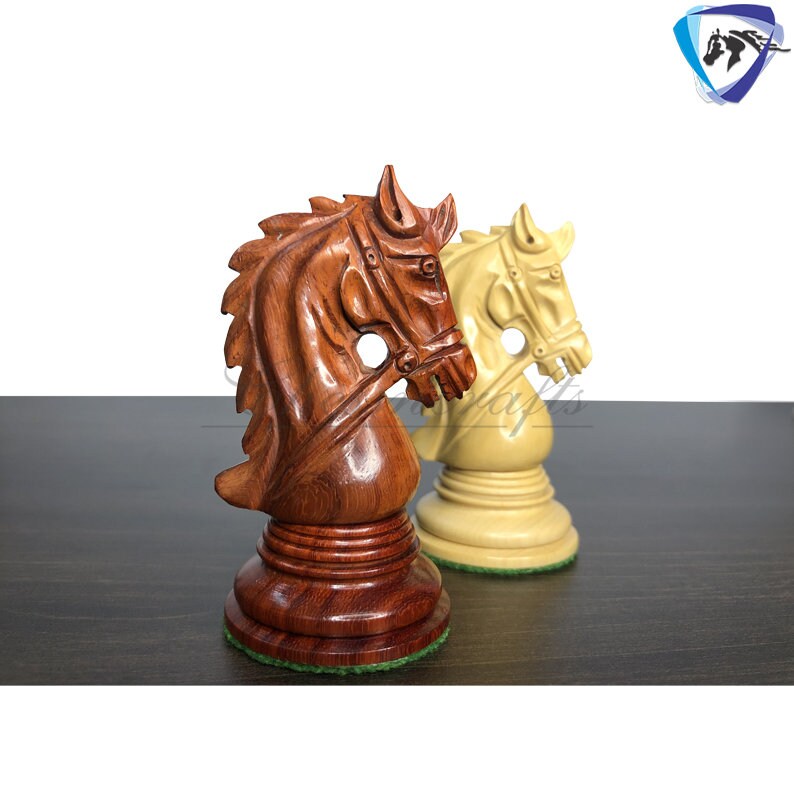 4.4" Luxury Staunton Chess Pieces Set in Bud Rose wood & Boxwood- HADRIAN Triple Weighted w/ 2 Extra queens- 4Q