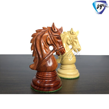 4.4" Luxury Staunton Chess Pieces Set in Bud Rose wood & Boxwood- HADRIAN Triple Weighted w/ 2 Extra queens- 4Q