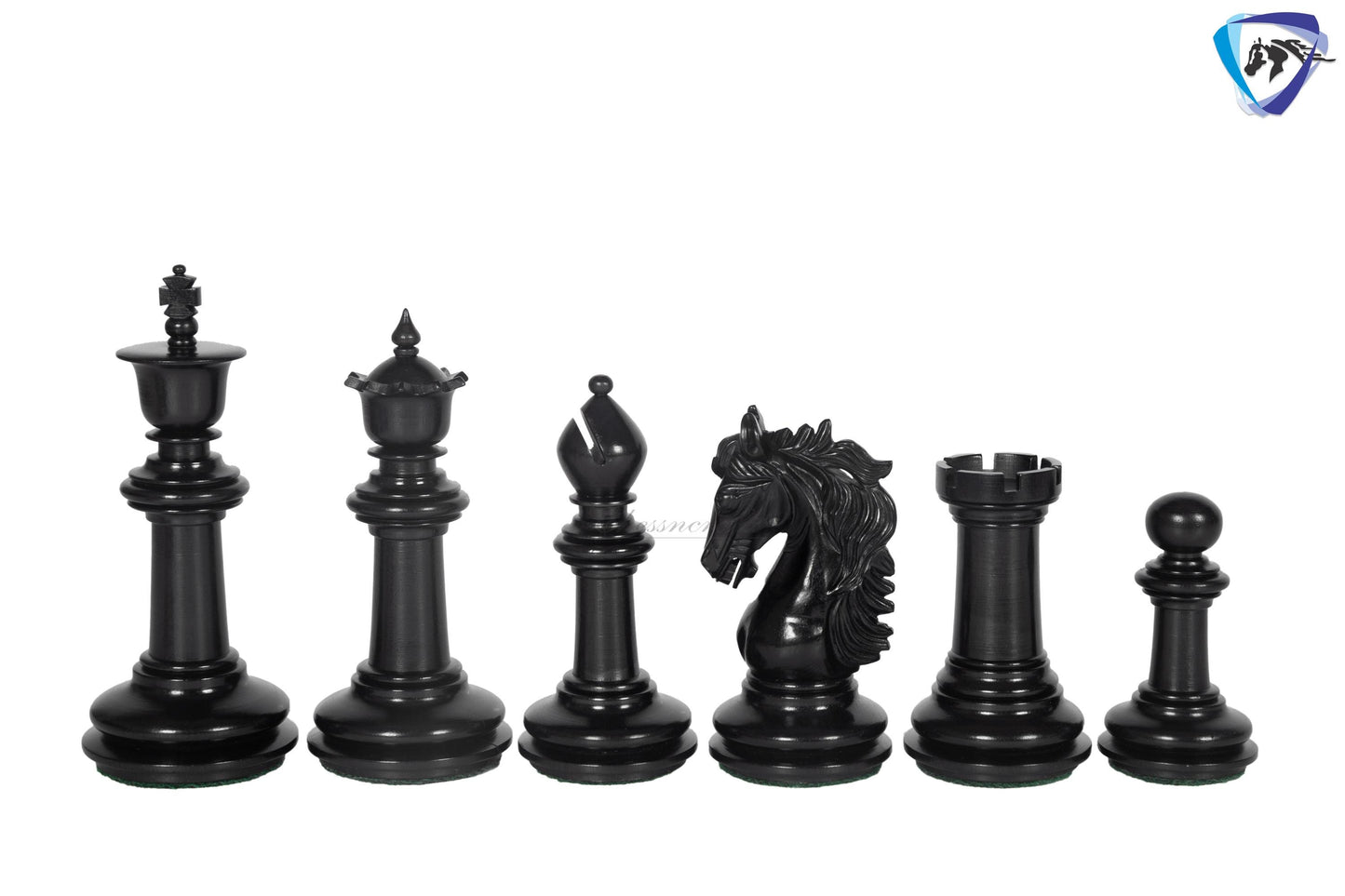 4.5" Ebony wood Staunton Chess pieces Set - STALLION VER 2.0 + 23" Ebonywood chess board (SQ: 60mm) + Leather Storage box for chess pieces