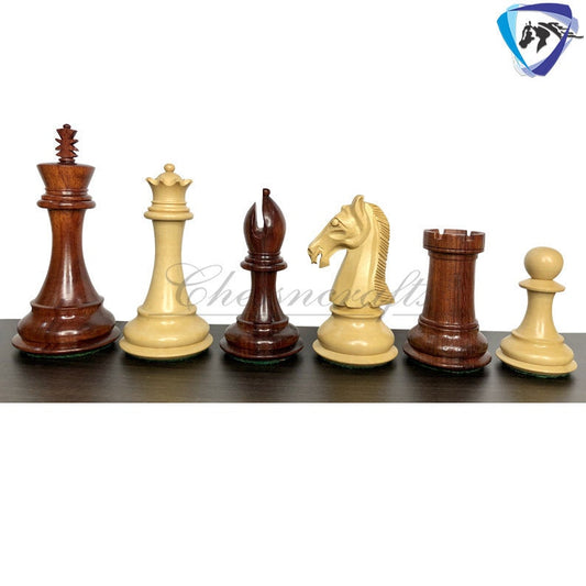4.2" The Contemporary Staunton Bud Rosewood & Boxwood Chess pieces Set- Triple Weighted 2 Extra queens- 4Q