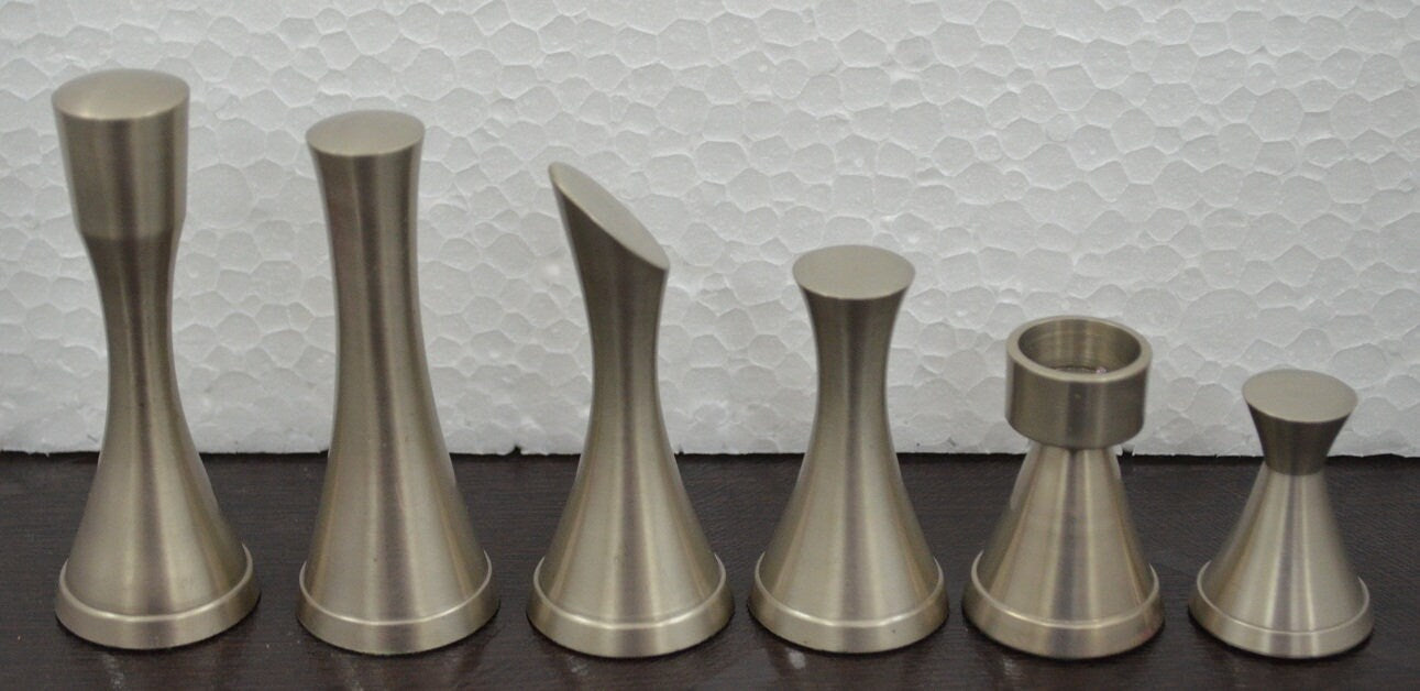 Solid Brass Chess pieces set MINIMALIST STEEL SLEEK Silver copper finish Chess coins set- King: 3.5"