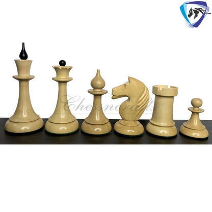4.1" 1950 Soviet(Russian) Latvian Chess Pieces Set in Ebonized Boxwood-Reproduction chess pieces + 55mm SQ Ebonywood Borderless chess board