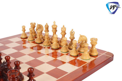 4.1" Luxury Staunton Chess Pieces Set in  Bud Rosewood(Padauk) & Boxwood- ARMOURED Triple Weighted w/ 2 Extra queens- 4Q