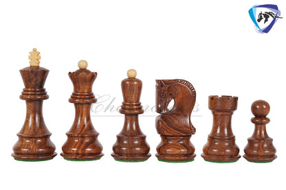 4" Russian Zagreb Chess Pieces Set in Golden Rosewood (Sheesham) / Ebonized Boxwood(black) & Boxwood Weighted  2 Extra Queens Reproduced