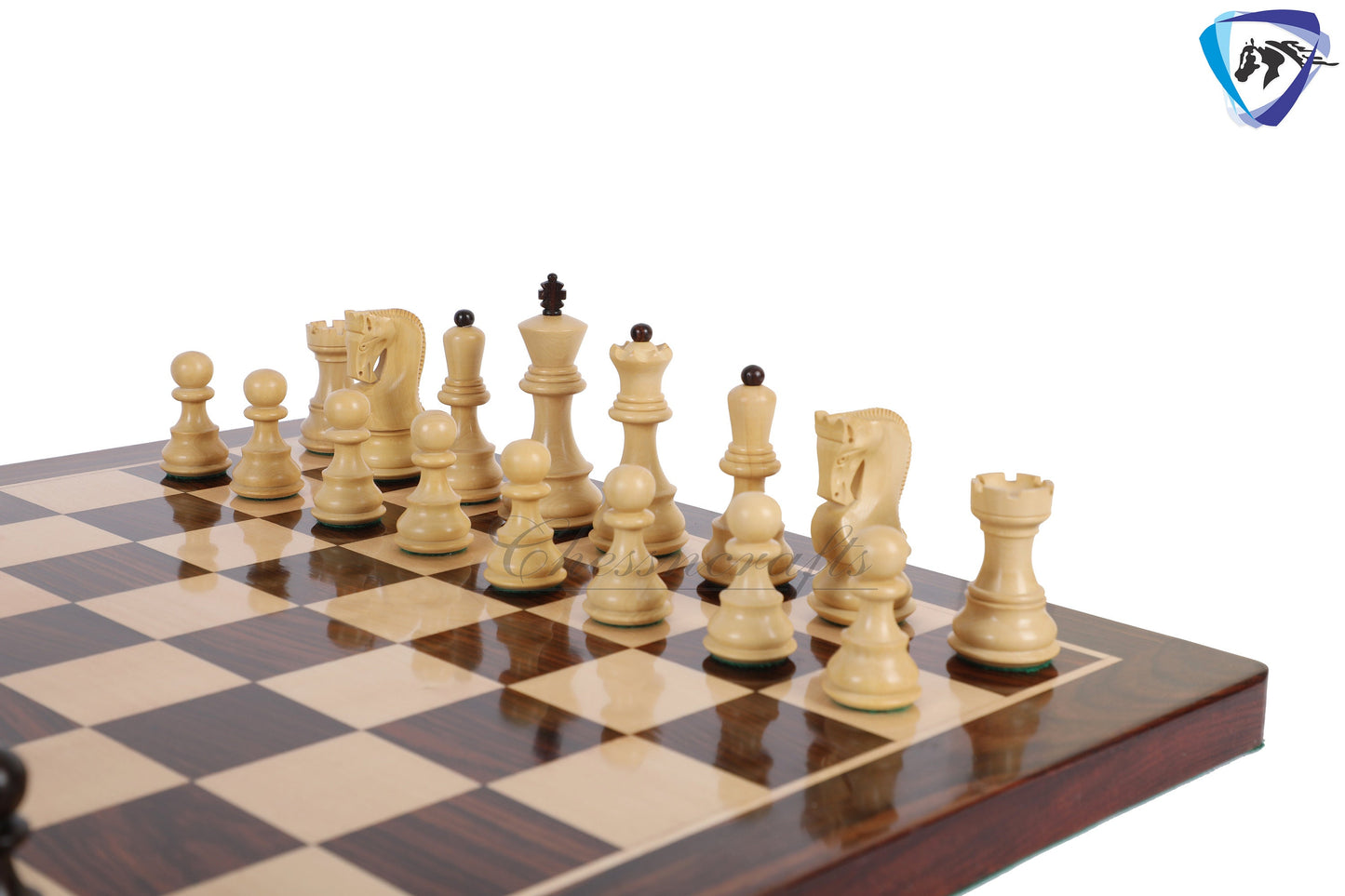 COMBO of 3.9" Russian Zagreb Chess Pieces Set in Rosewood & Boxwood Weighted 4Q + 19" Rosewood Chess Board SQ: 51mm+ Leatherette Storage Box
