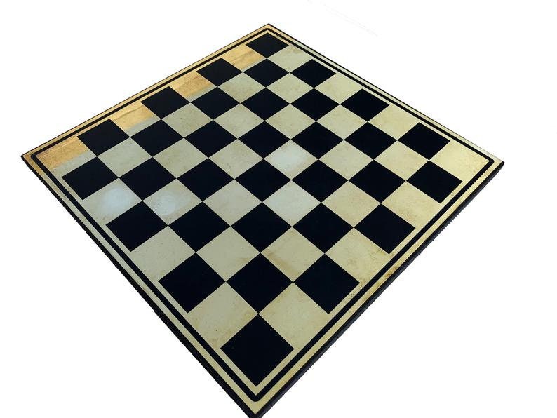 14" Metal chess Board Set Black & Gold EGYPTION GOLD FLOWER Unique design Chess gifting-Luxury Metal chess set