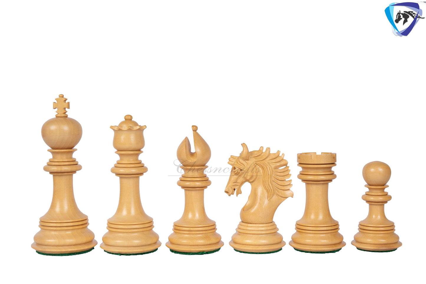 4.5" Luxury Staunton Ebonywood Chess pieces Set- PRISTINE Luxury- Triple Weighted + 23" Ebonywood Chess Board SQ:60mm + Leather Storage Box