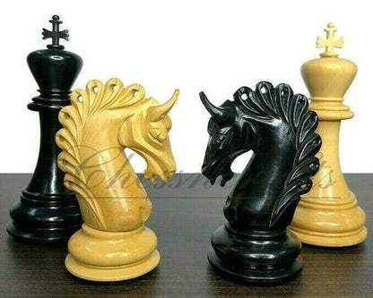 4.5" Luxury Staunton Ebonywood Chess pieces Set- ARTHUR SERIES Triple Weighted 2 Extra queens- 4Q
