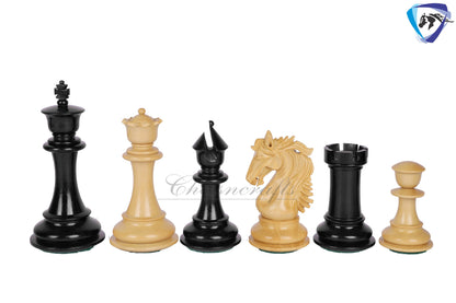 4.5" Luxury Staunton Chess pieces Set in Ebonywood & Boxwood - STALLION SERIES - Triple Weighted- 2 Extra queens