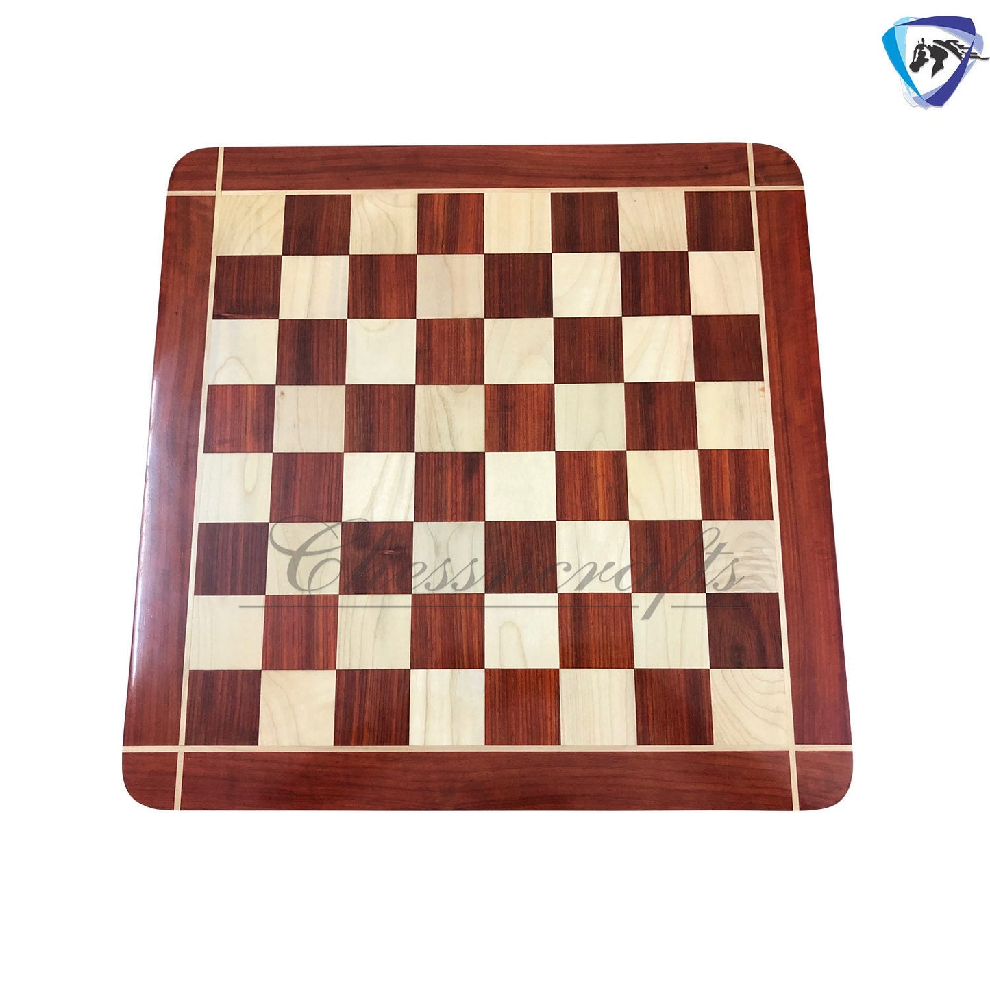 21" and 23" Red Bud Rose wood & Maple wood flat chess board 60mm square CROSS border Handcrafted big size giant chess board.