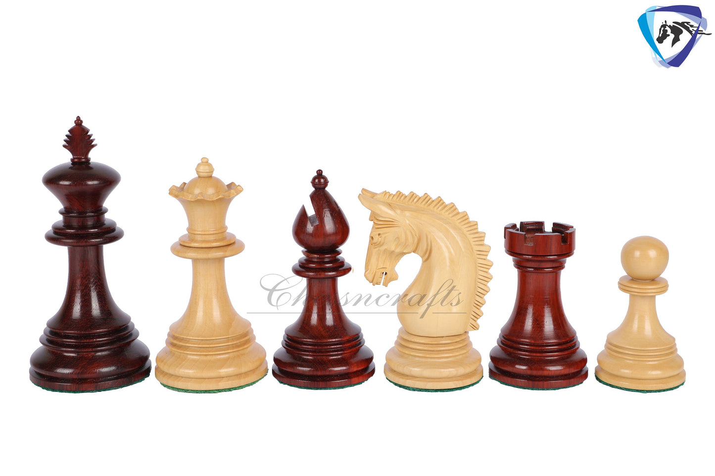 4.5" Staunton Chess Pieces set in Bud Rosewood- PATTON series + 21" Bud Rosewood Chess Board (SQ: 55mm) + Leather Storage box