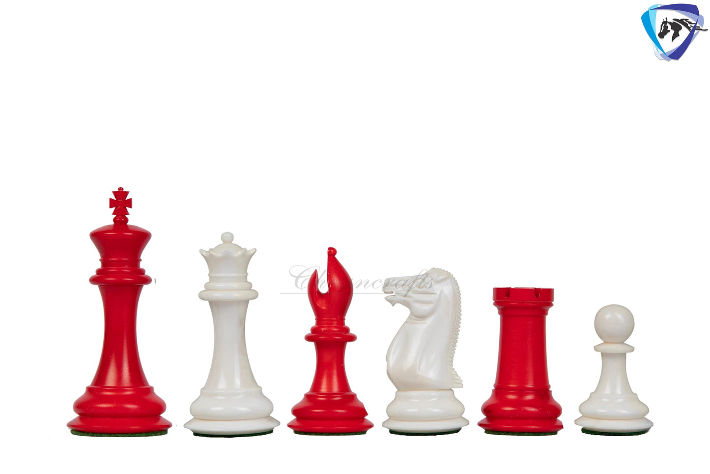 3.75" Camel Bone Staunton chess Pieces set- 1849 reproduced Cooke in Red & white color + 21" Bud rosewood chess board + Leather Storage Box