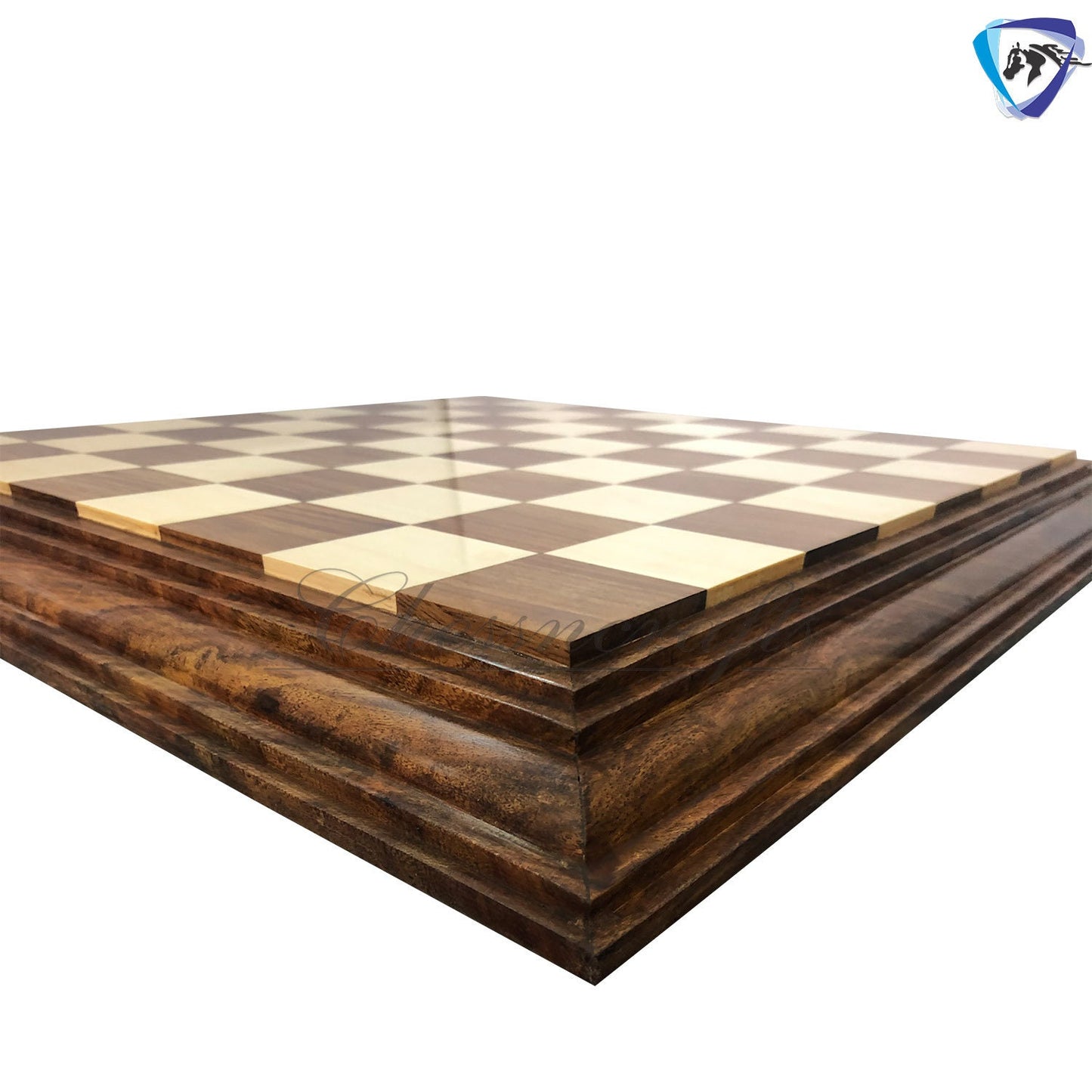 21" wooden chess board Rosewood(sheesham) STEPS BORDER ELEVATED Super fine smooth polish.
