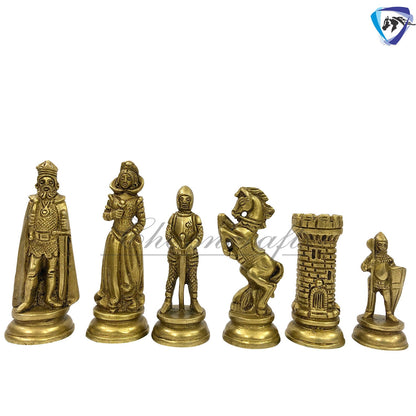 Indian Brass Metal Chess Pieces Set Antique Vintage Figures Chess set + 21" Rosewood Chess Board set