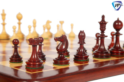3.5" William Hallett 1860 London Reproduced Chess Pieces Set in Bud Rosewood + 19" Bud Rose wood chess board(51mm sq) + Leather Storage box