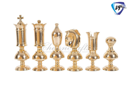 6" Brass Chess pieces set Big size Gold & black VICTORIAN series + 23" Ebonywood chess Board(sq: 60mm) + Leather Storage Box for chess men