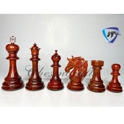 4.5" Luxury Staunton Bud Rosewood & Ebonywood Chess pieces Set- Alexander Luxury- Red Black- Triple Weighted - 2 Extra queens- 4Q
