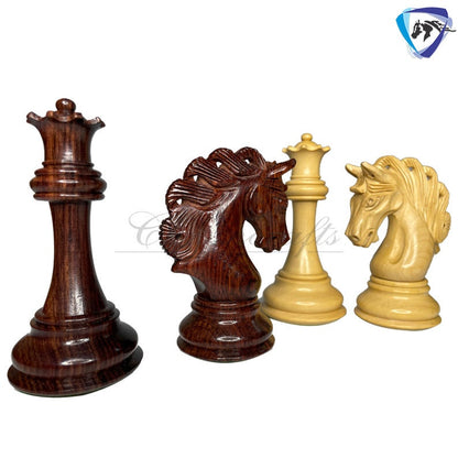 4.2" Luxury Staunton Chess Pieces Set in Rosewood(Dark grain) & Boxwood- MAYFAIR Triple Weighted w/ 2 Extra queens- 4Q