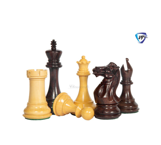 4" Sleek Staunton Chess pieces Set - Rosewood Chess Pieces Triple weighted - 21" Rosewood Chess Board(55mm) + Leather Storage Box COMBO