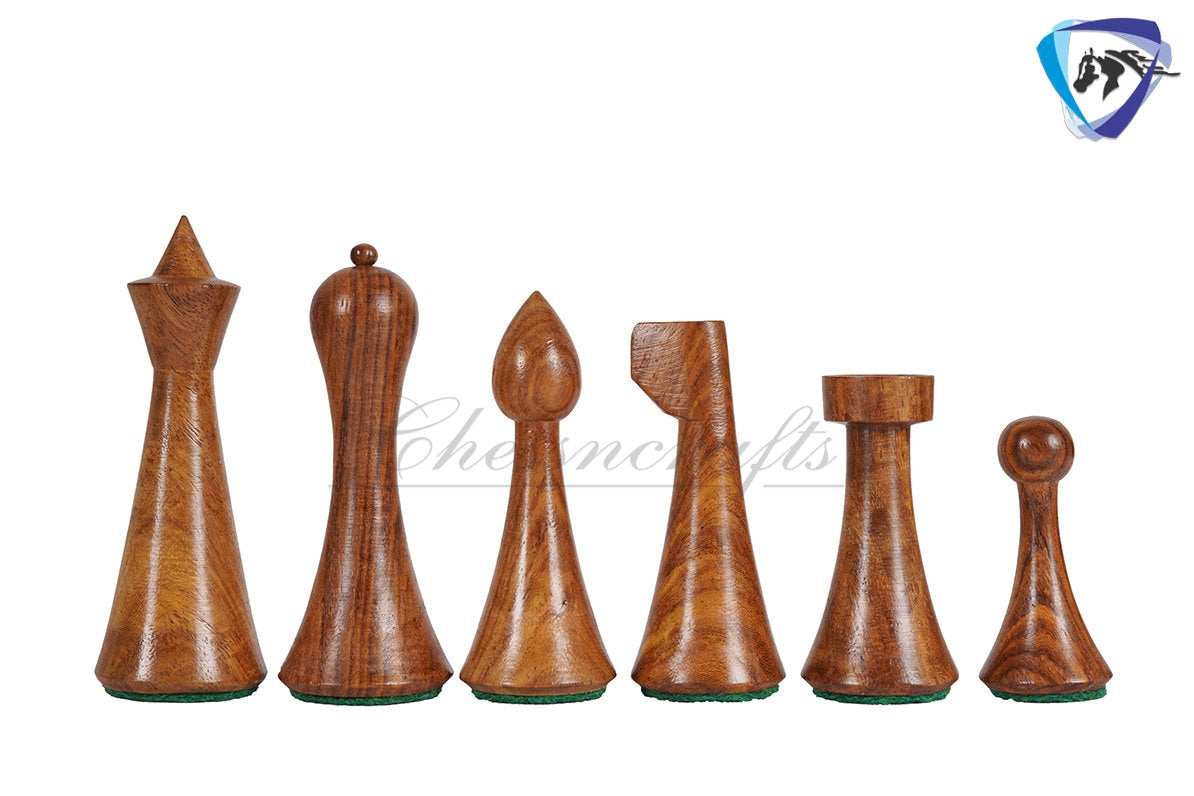 Hermann Ohme Minimalist Rosewood Chess pieces set- 3.75" Modern Mid century design- Handmade chess set specially weighted with extra queens