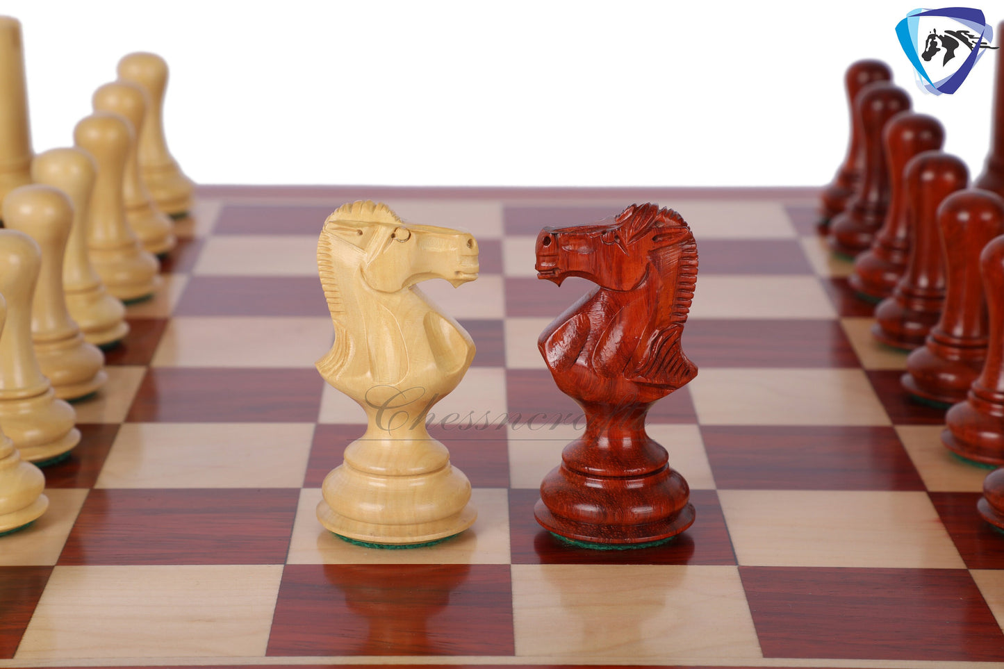 4" Bud Rosewood Staunton chess pieces set EMPIRE series + 19" Bud Rosewood Chess board(sq 51mm) + Leather Storage box for chess men