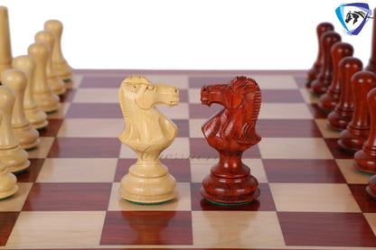 4" Bud Rosewood Staunton chess pieces set EMPIRE series + 19" Bud Rosewood Chess board(sq 51mm) + Leather Storage box for chess men