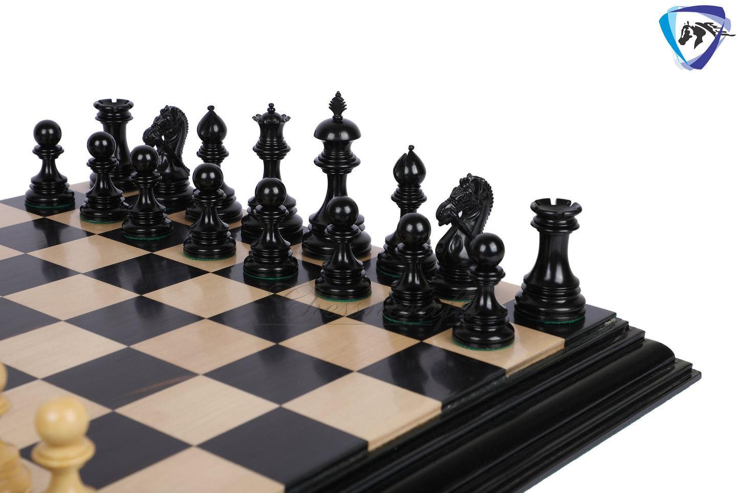 4.4" Luxury Staunton Ebony wood Chess pieces Set-ANDERSON Bridled Knight+ 21" Ebonywood chess board + Storage box for chess pieces.