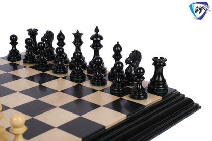 4.4" Luxury Staunton Ebony wood Chess pieces Set-ANDERSON Bridled Knight+ 21" Ebonywood chess board + Storage box for chess pieces.