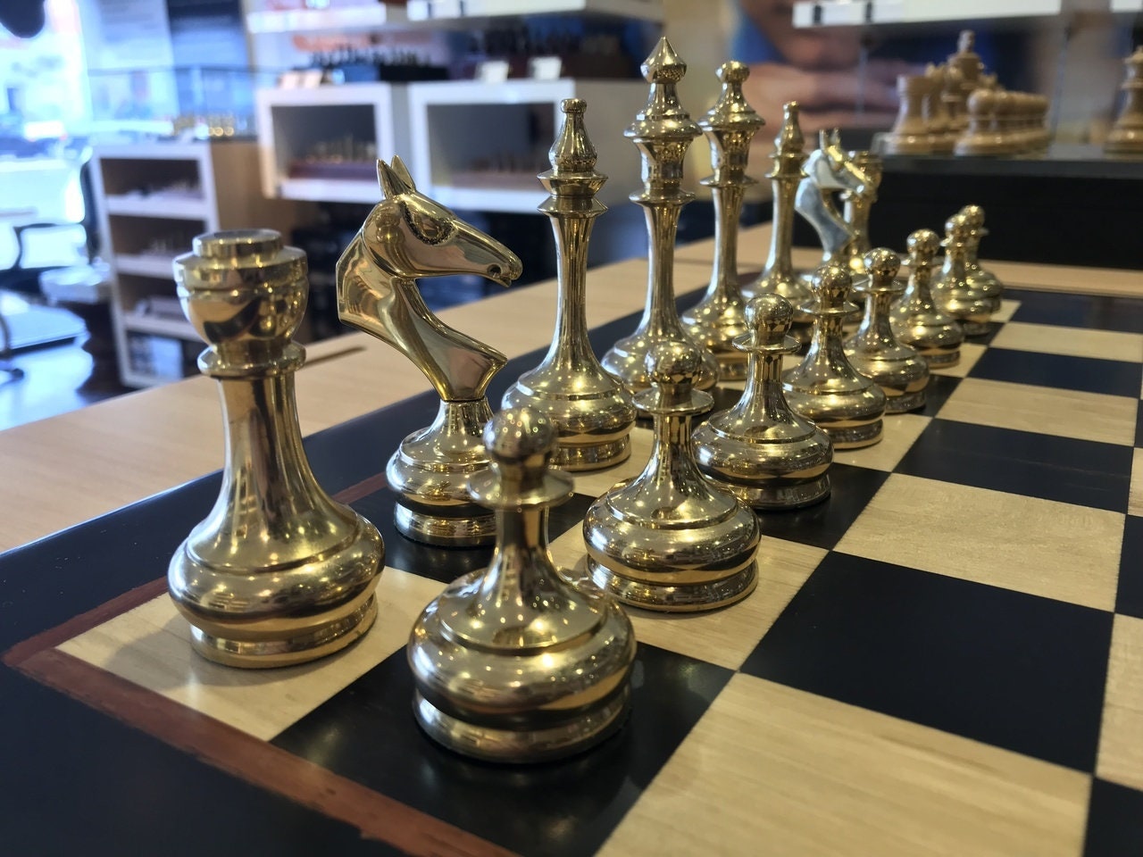 Brass Chess pieces set Modern classic Sleek luxury Collector series King: 3.75"