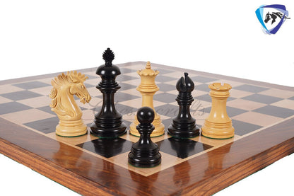 4.5" Luxury Staunton Ebonywood Chess Pieces Set-WELLINGTON + 21" Ebonywood Chess board(SQ:55mm) + Leatherette Storage box for chess pieces