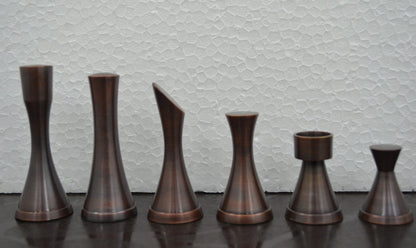 Solid Brass Chess pieces set MINIMALIST STEEL SLEEK Silver copper finish Chess coins set- King: 3.5"