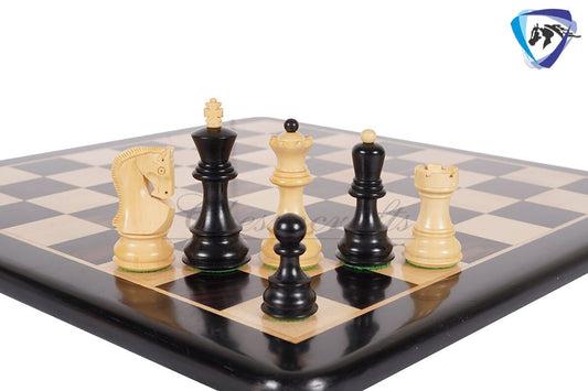 4" Russian Zagreb Chess Pieces Set in Ebonized Boxwood - Weighted  2 Extra Queens Reproduced